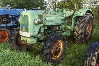 Old farm tractor, Burguete, Santiago's road, Navarra, Spain, Europe