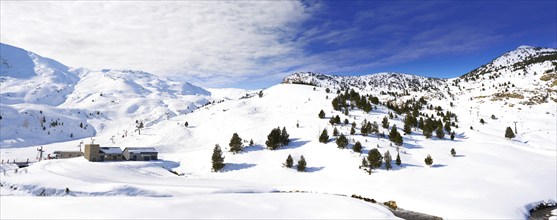 Cerler sky area in Pyrenees of Huesca at Spain