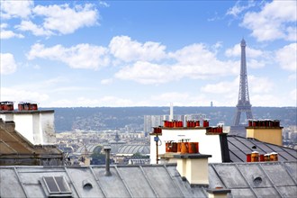 Paris skyline aerial from Montmartre in France