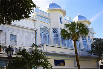 Key west downtown street houses facades in Florida USA