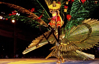 Fantastic costumes at the parade and hot calypso sound at the carnival in Port of Spain on the