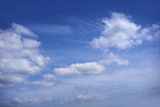 Blue sky with white summer cumulus clouds