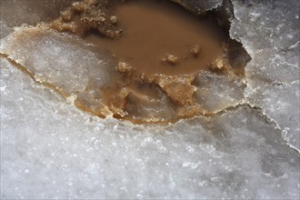 Ice meltwater soil red clay mud background