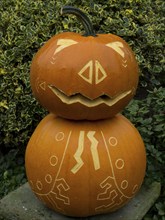 A carved Halloween pumpkin with spooky patterns, borken, münsterland, germany