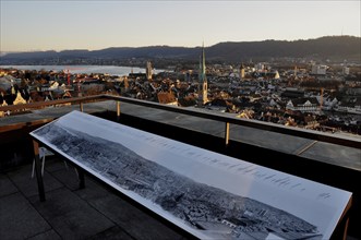 Panoramic view of the old city of Zurich from the roof of the Swiss Federal Institute of Technology