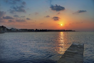 Denia beach sunset dusk in Mediterranean at Alicante Spain