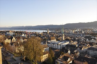 Switzerland: Panoramic view of the old town of Zürich-City from the Tower of the Federal Institute