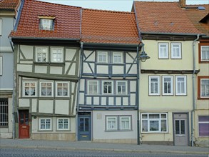 Lean to: Half-timbered houses in the historic old town of Bad Langensalza, Thuringia, Germany,