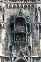 Glockenspiel, New Town Hall Munich, Neo-Gothic, Marienplatz, Munich, Bavaria, Germany, Europe