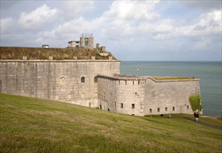 Perimeter defensive walls to Nothe Fort built in 1872 Weymouth, Dorset, England, United Kingdom,