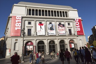 Teatro Real opera house theatre building in Plaza de Isabel II, Madrid, Spain, Europe