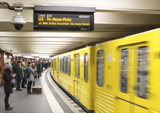 A video surveillance camera is installed at an underground station at Alexanderplatz in Berlin on