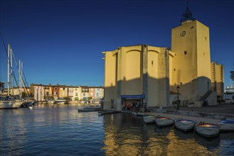 Panorama, Sunset, Port Grimaud, Bay of St. Tropez, Département Var, Cote d'Azur,