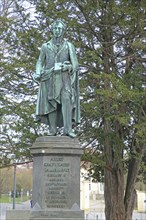 Monument to the poet August von Platen-Hallermünde, sculpture, book, hold, inscription, bronze,