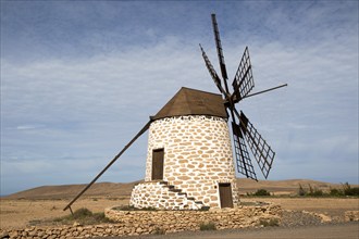 Traditional windmill at Tefia, Fuerteventura, Canary Islands, Spain, Europe