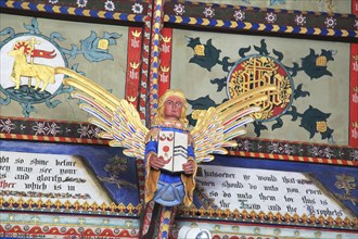 Painted ceiling by Mildred Holland 1863-66, Huntingfield church, Suffolk, England, UK