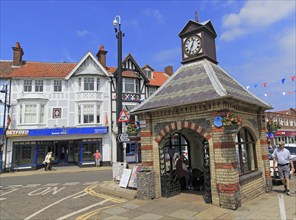 Town clock tower building at Sheringham, Norfolk, England, UK