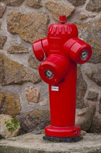 Red hydrant, Ile de Bréhat, Cotes-d'Armor, Brittany, France, Europe