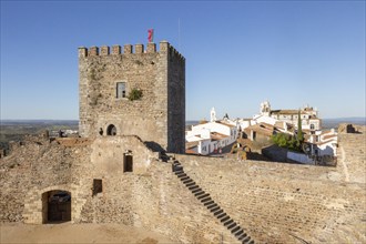 Historic walled castle in hilltop village of Monsaraz, Alto Alentejo, Portugal, southern Europe,