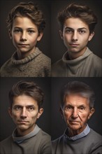 Age progression of a hansome young man through his older years of life, generative AI, AI generated