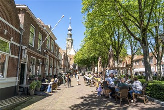 The town of Veere, province of Zeeland, the old town hall, market square, cafés and shops, old town