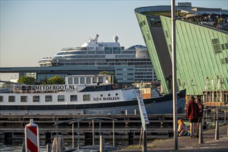 Cruise ship at cruise terminal, Cruise Ship Passenger Terminal, Nemo Museum, Ships in Oosterdok