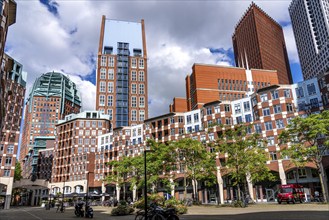 Muzenplein square, residential area in the city centre near Central Station, Skyline, in the city