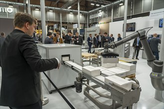 First day at Hannover Messe 2022, industrial trade fair, after a 2-year corona break, exhibition