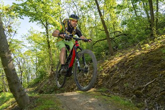 Brammentrail, mountain bike trail on the Schurenbach spoil tip, in Essen North Rhine-Westphalia,