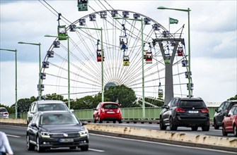 Rhine cable car, cable car over the Zoo Bridge, Giant Ferris Wheel at the Zoo, Cologne, North