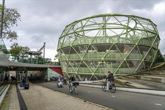 The Fiestappel, bicycle car park for over 900 bicycles, in a stylised apple shape, in Alphen aan