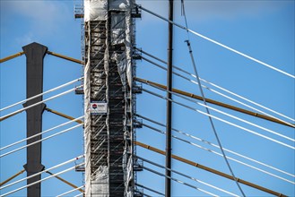 New construction of the motorway bridge Neuenkamp of the A40, over the Rhine near Duisburg,