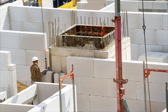 Construction site, new construction of apartment blocks, shell construction, North