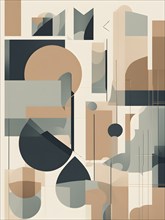 Abstract wallpaper illustration representing luxury real estate lifestyle with geometric shapes, AI