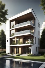 Three dimensional render of a modern ecological real estate residential house, AI gnerated, AI