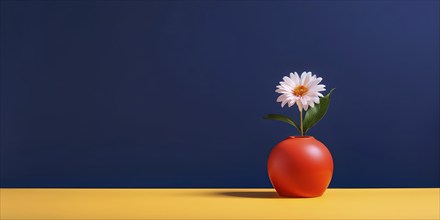 Minimalist ceramic vase composition with a single flower, AI generated