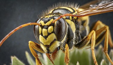 Animals, insect, symbol, close-up of a wasp, Vespula vulgaris, AI-generated, AI generated