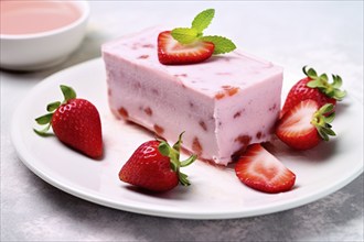 Italien Strawberry Semifreddo dessert. KI generiert, generiert, AI generated