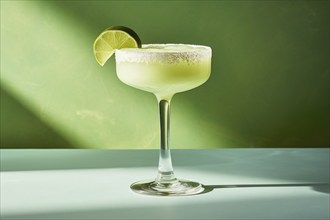 Margarita cocktail on green background. KI generiert, generiert, AI generated