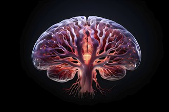 Human brain three dimensional holistic render, ai generated, AI generated