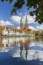 Lübeck Cathedral, Dom zu Lübeck, Lübecker Dom along the river Trave in the Hanseatic town Luebeck,