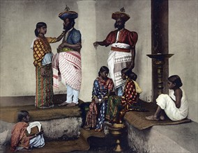 Ceylon, Group of Sinhalese Nobilities, Historic, digitally restored reproduction from a 19th