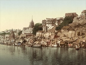 Benares, Varanasi. The Maharajah's of Nagbur Ghat, India, digitally restored reproduction from a