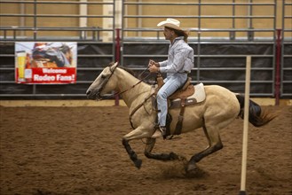 Oklahoma City, Oklahoma, The pole bending competition at the Great Plains Rodeo, an annual gay