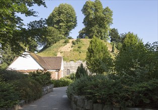 Prehistoric mound in the grounds of Marlborough College school, Marlborough, Wiltshire, England, UK