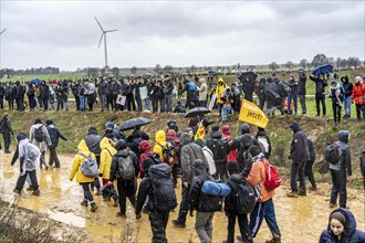 Many thousands of demonstrators march after a demonstration against the demolition of the lignite