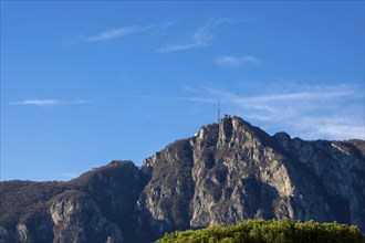 Mountain Peak San Salvatore and Tree Top in Lugano, Ticino, Switzerland, Europe