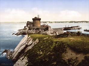 St. Jean de Luz, Fort Socoa, Pyrenees, France, ca 1890, Historical, digitally restored reproduction