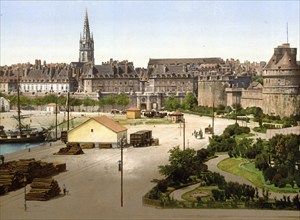 St Vincent Gate, St Malo, Normandy, France, ca 1890, Historic, digitally restored reproduction from