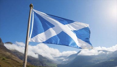 The flag of Scotland flutters in the wind